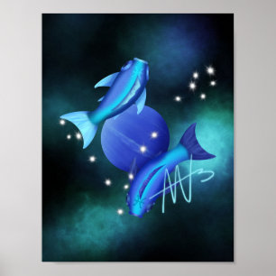 Affiche Starry Pisces Neptune Zodiac