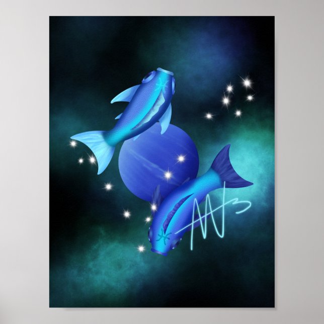 Affiche Starry Pisces Neptune Zodiac (Devant)
