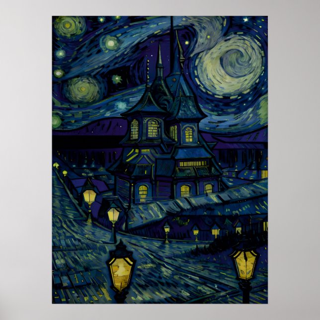 Affiche Starry Sanctuaire dans le style Van Gogh (Devant)