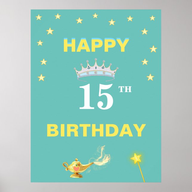 Affiche Stars, Crown Tiara & Magic Lamp 15e anniversaire (Devant)