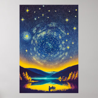 Affiche Stars De Nuit Fancy Peinture Rétro Spirale