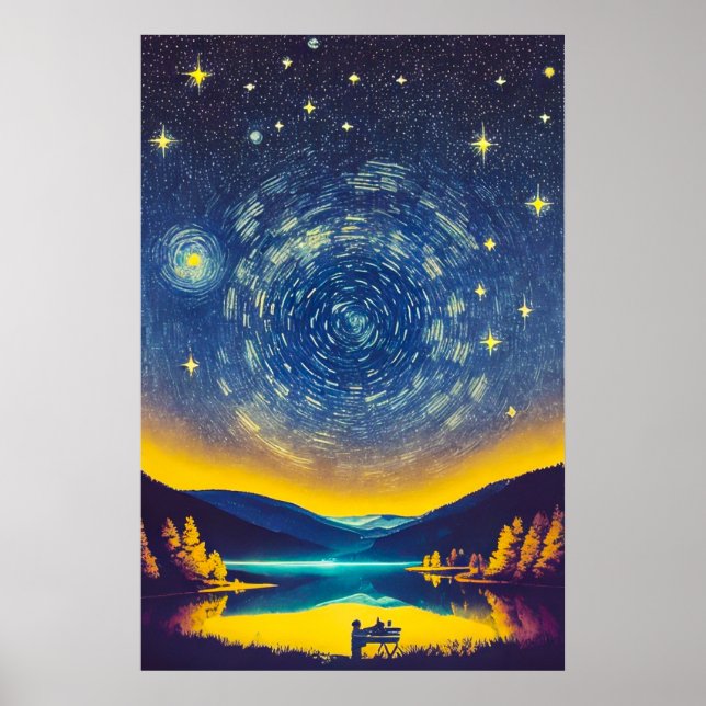 Affiche Stars De Nuit Fancy Peinture Rétro Spirale (Devant)