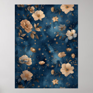 Affiche Stars Et Fleurs Motifs Floraux Design