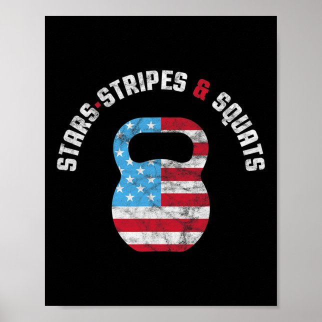 Affiche Stars Stripes And Squad Gym Usa Drapeau 4th J (Devant)