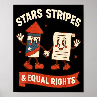 Affiche Stars stripes equal rights vintage 4th of july usa