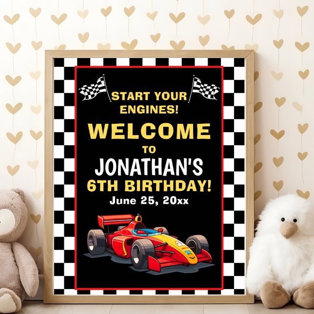 Affiche Start Your Engines! Fun Racing Driver Birthday Boy (Créateur téléchargé)