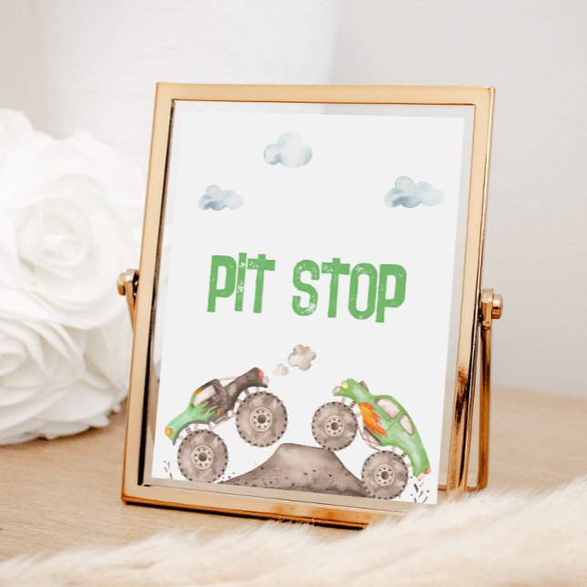 Affiche Station alimentaire Green Monster Trucks Party (Créateur téléchargé)