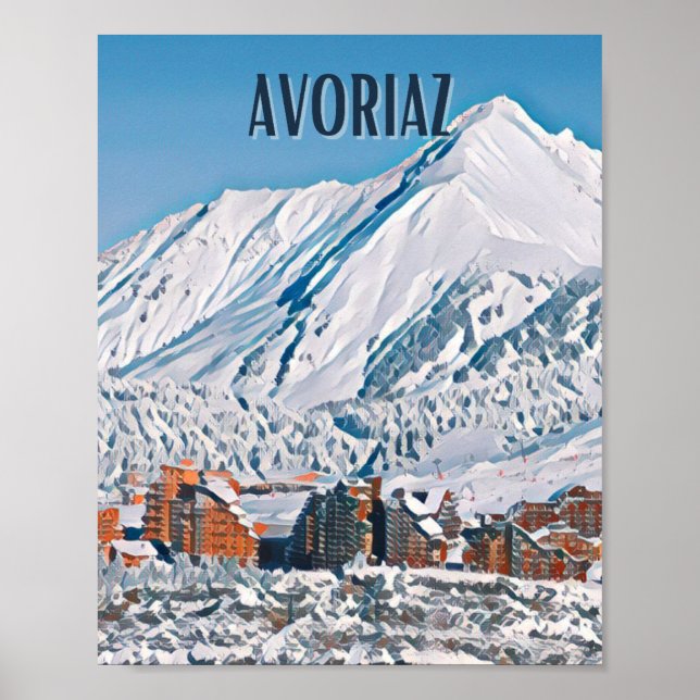 Affiche Station Avoriaz de ski (Devant)