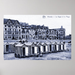 Affiche Station balnéaire et plage vintage d'époque de