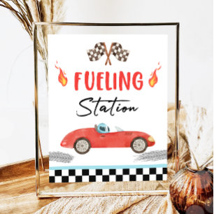 Affiche Station d'alimentation Red Race Car Deux Anniversa