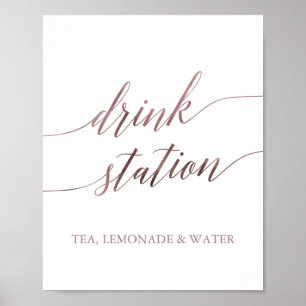 Affiche Station de boisson élégante en calligraphie or ros