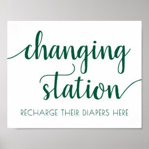 Affiche Station de changement vert simple SYMBOLE Jade D