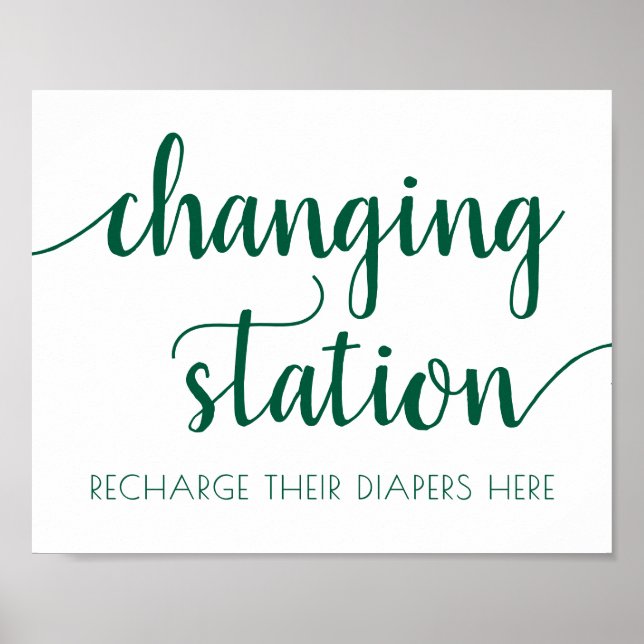 Affiche Station de changement vert simple | SYMBOLE Jade D (Devant)