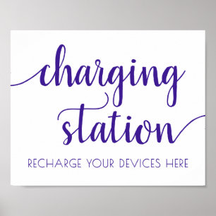 Affiche Station de charge simple violet   Grapher n'import