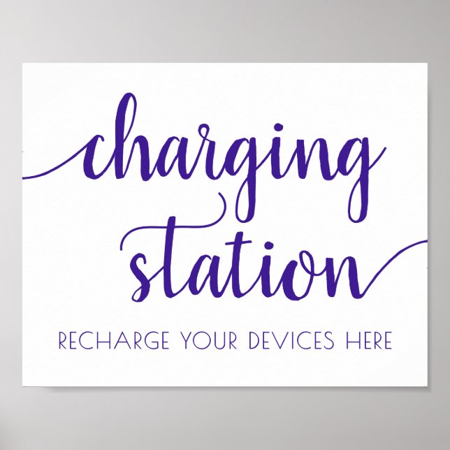 Affiche Station de charge simple violet | Grapher n'import (Devant)