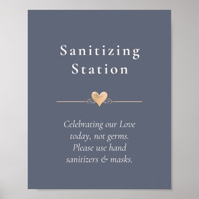 Affiche Station de désinfection de mariage moderne cœur Bl (Devant)
