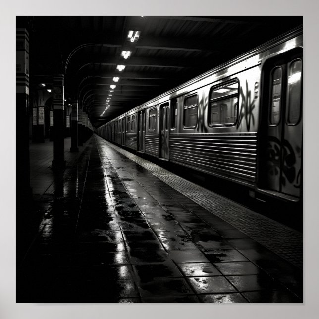 Affiche Station de métro New York noir photo imprimer (Devant)