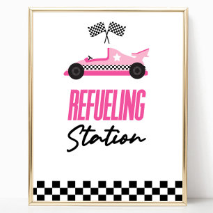 Affiche Station de ravitaillement Pink Race Voiture Boire