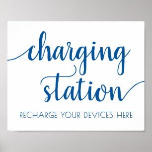 Affiche Station de recharge bleue simple   Signal d'événem
