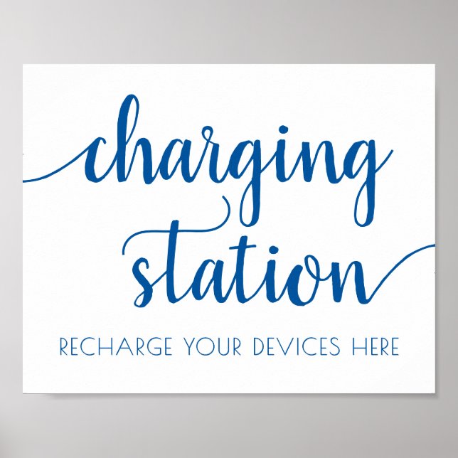 Affiche Station de recharge bleue simple | Signal d'événem (Devant)