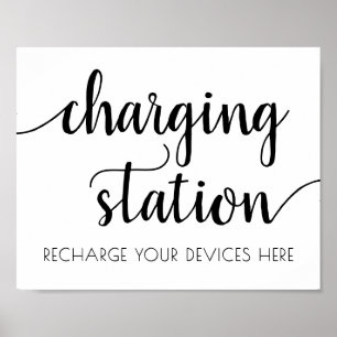 Affiche Station de recharge moderne simple Panneau noir