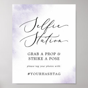 Affiche Station de selfie violet lavis aquarelle Panneau d
