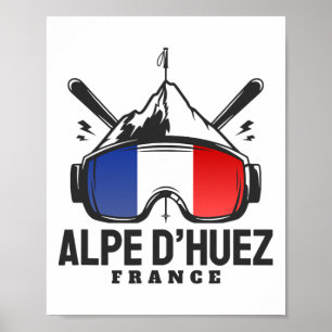 Affiche Station de ski Alpe d'Huez France Ski rétro