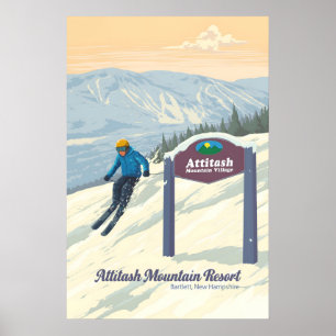 Affiche Station de ski Attitash Mountain Bartlett New Hamp