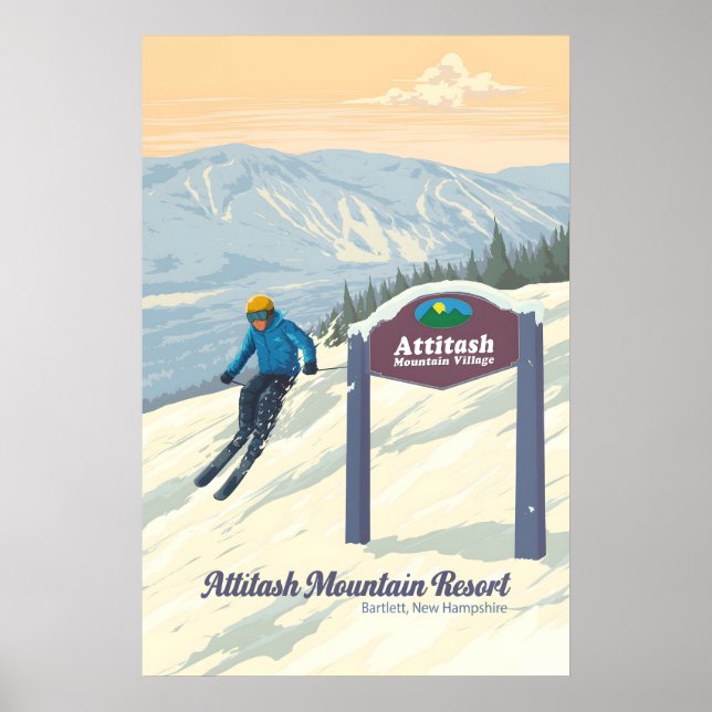Affiche Station de ski Attitash Mountain Bartlett New Hamp (Devant)