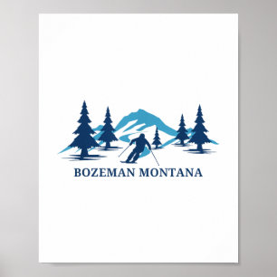 Affiche Station de ski Bozeman Montana Skier _1