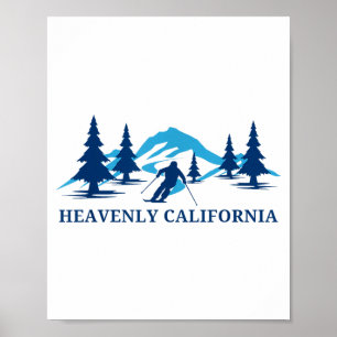 Affiche Station de ski céleste californien montagnes 