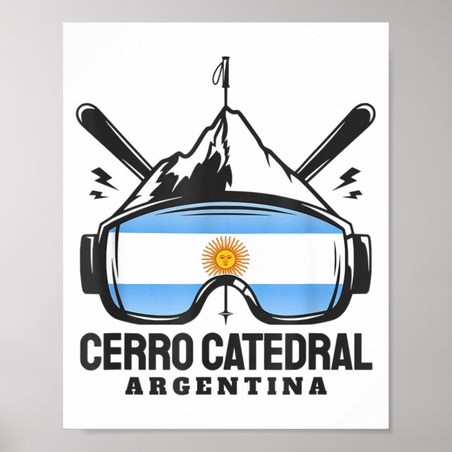 Affiche Station de ski Cerro Catedral argentine ski rétro  (Devant)