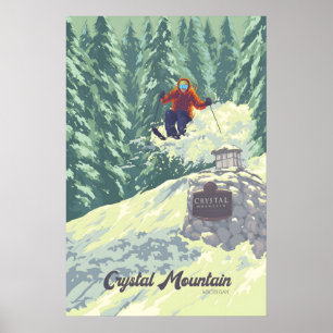 Affiche Station de ski Crystal Mountain Michigan USA Voyag