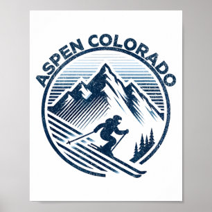 Affiche station de ski d'Aspen colorado ski hivernal