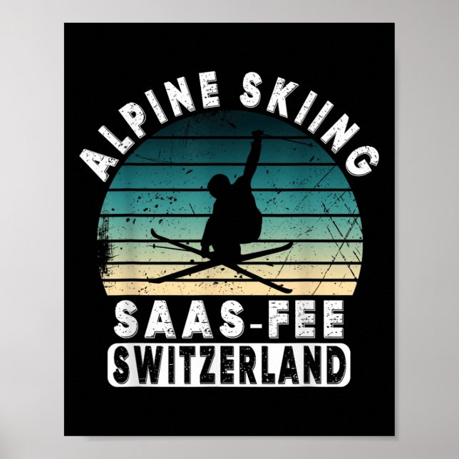 Affiche Station de ski de Saas-fee Alpes suisses Ski alpin (Devant)