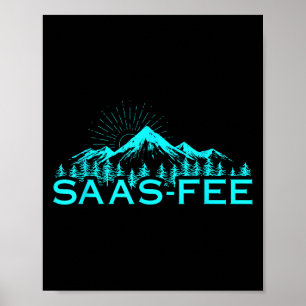 Affiche Station de ski de Saas-fee Alpes suisses Ski Suiss