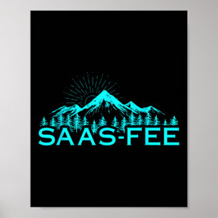 Affiche Station de ski de Saas-fee Alpes suisses Ski Suiss