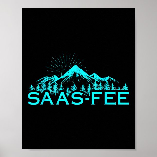 Affiche Station de ski de Saas-fee Alpes suisses Ski Suiss (Devant)