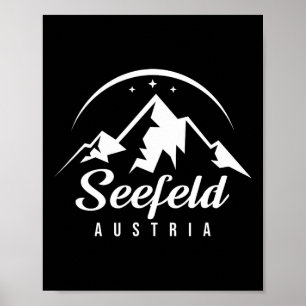 Affiche Station de ski de Seefeld Autriche Ski Snowboard S