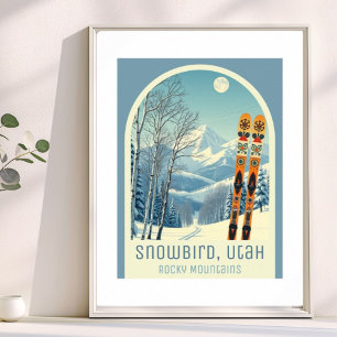 Affiche Station de ski de Snowbird Utah montagnes rocheuse