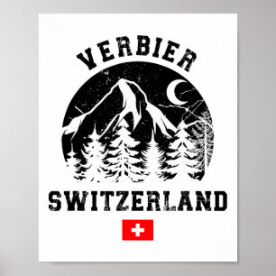 Affiche Station de ski de Verbier Suisse Alpes Ski alpin