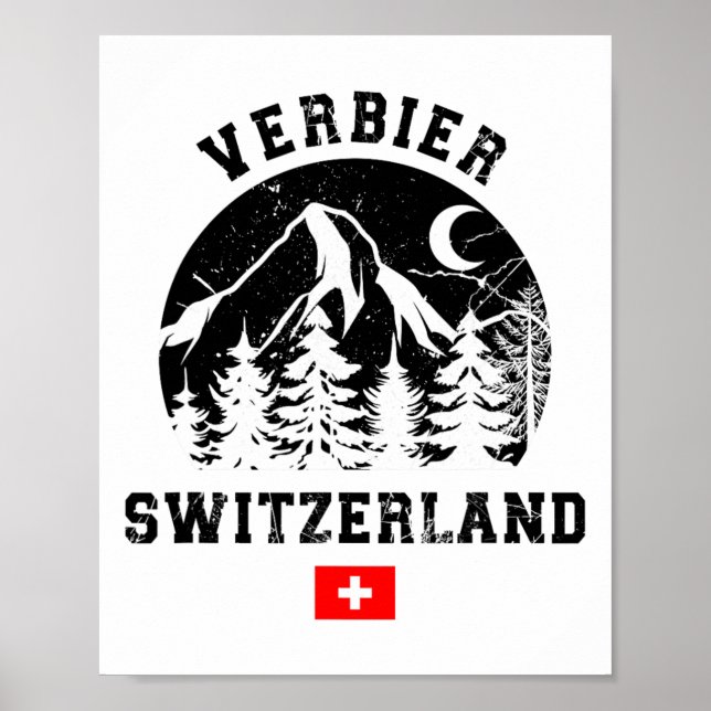 Affiche Station de ski de Verbier Suisse Alpes Ski alpin  (Devant)