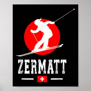 Affiche Station de ski de Zermatt Alpes Montagnes suisses