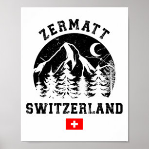 Affiche Station de ski de Zermatt Suisse Alpes Ski alpin