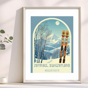Affiche Station de ski de Zermatt Suisse Matterhorn