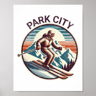 Affiche Station de ski d'hiver Retro Vintage Park City Uta