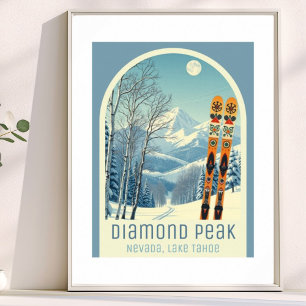 Affiche Station de ski Diamond Peak Nevada Lake Tahoe 
