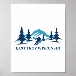 Affiche Station de ski East Troy Wisconsin Skieur Ski
