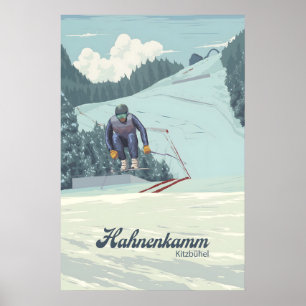 Affiche Station de ski Hahnenkamm Kitzbuhel Autriche Voyag