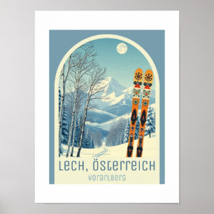 Affiche Station de ski Lech austria Österreich Arlberg